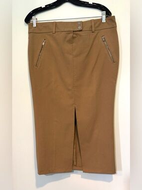 Michael Kors Collection Made in Italy Desert Twill Pencil Skirt Tan Size 10
